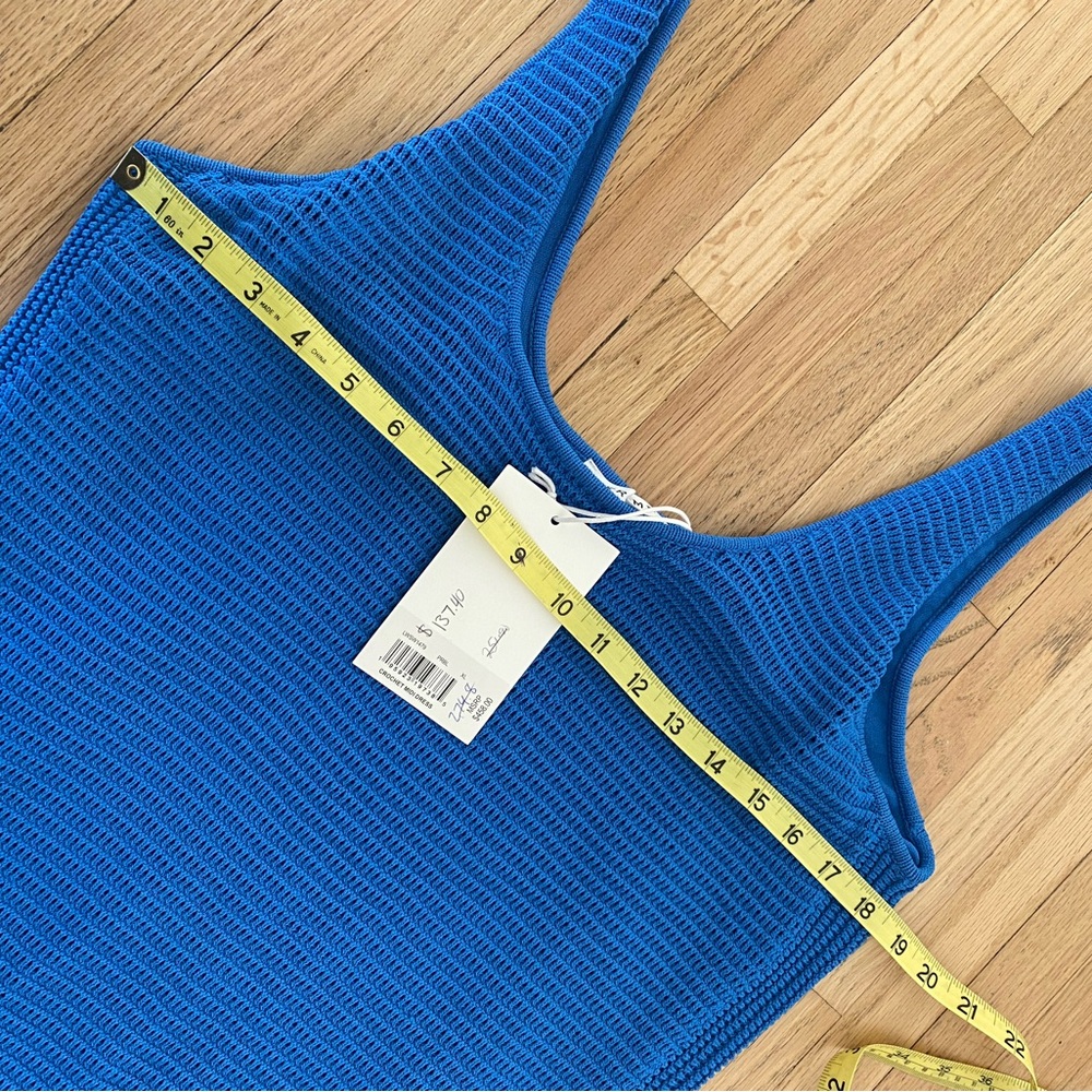 NWT Frame cobalt blue crochet bodycon beach pool party midi sheath tank dress - Picture 6 of 7
